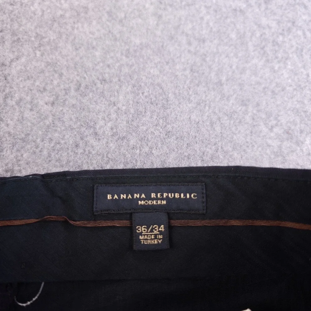 Banana Republic Dress Pants Mens 36x34 Modern Blue Pinstripe Wool Blend Flat